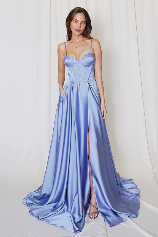 A1039 - Matte Satin A-Line Corset Dress